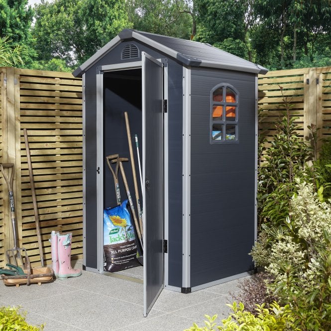 Airevale 4' x 3' Plastic Apex Shed Dark Grey
