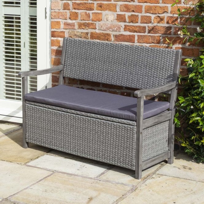 Alderley Rattan Storage Bench - Grey