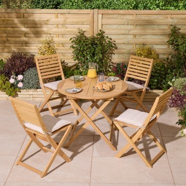 Ashdown Folding 4 Seat Dining Set With Cushions