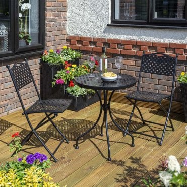 Havana Lattice Bistro Set - Black