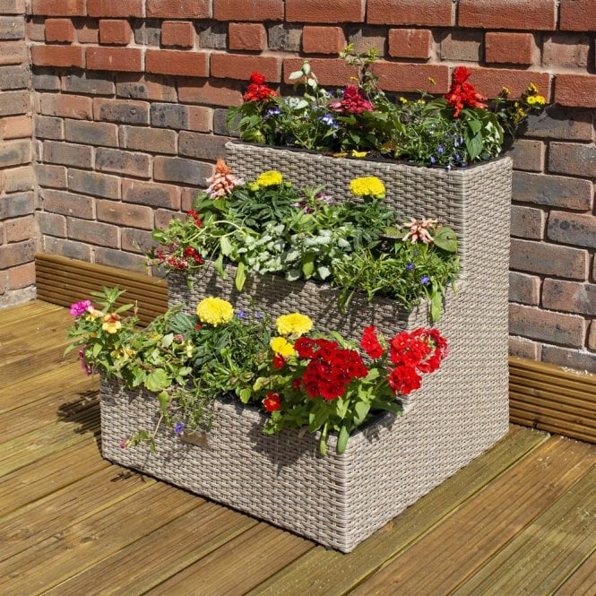 Tier Rattan Planter - Natural Weave | Rowlinson Garden Products