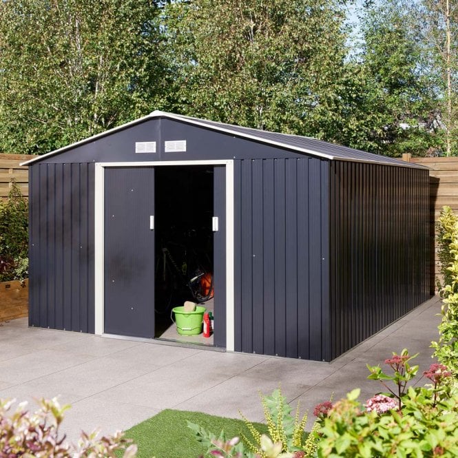 Trentvale 10' x 12' Metal Apex Shed Dark Grey