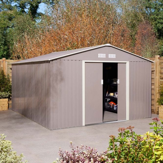 Trentvale 10' x 12' Metal Apex Shed Light Grey