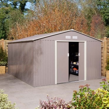 Trentvale 10' x 12' Metal Apex Shed Light Grey