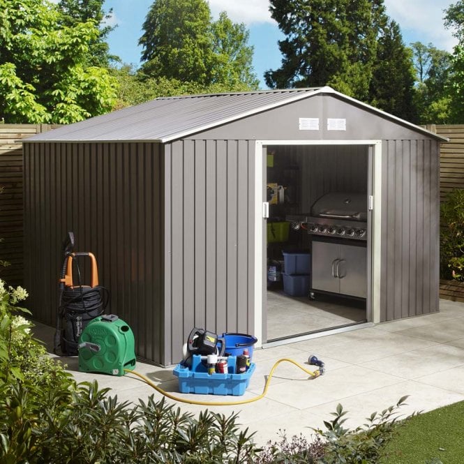 Trentvale 10' x 8' Metal Apex Shed Light Grey