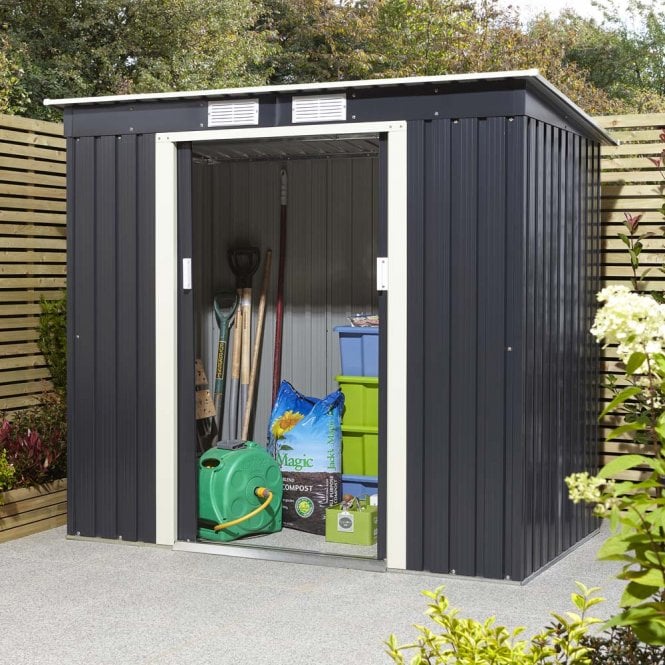 Trentvale 6' x 4' Metal Pent Shed Dark Grey