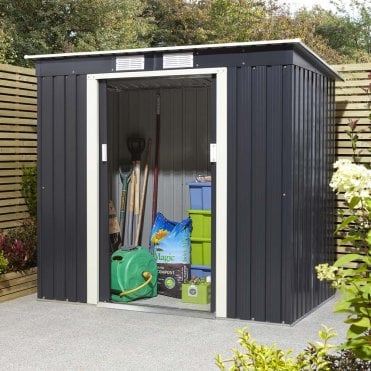 Trentvale 6' x 4' Metal Pent Shed Dark Grey