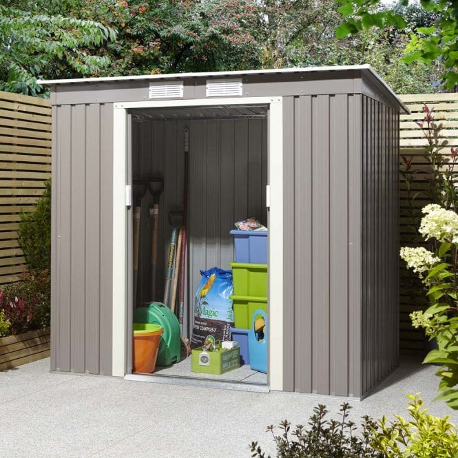 Trentvale 6' x 4' Metal Pent Shed Light Grey