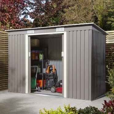 Trentvale 8' x 4' Metal Pent Shed Light Grey