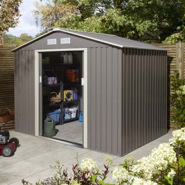 Trentvale 8' x 6' Metal Apex Shed Light Grey